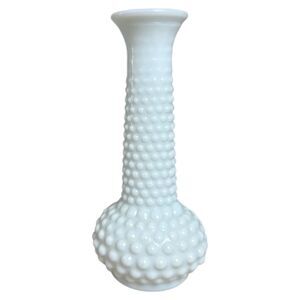 E.O. Brody White Milk Glass Hobnail Vase M-2900 7.75" USA Flower Bud